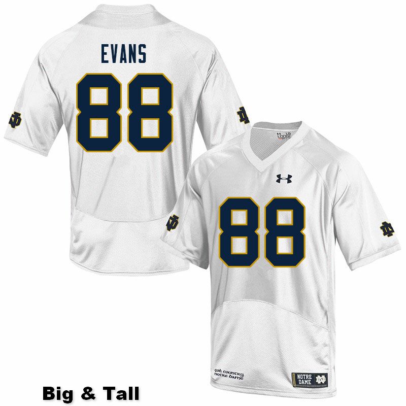 Men's NCAA Notre Dame Fighting Irish #88 Mitchell Evans Stitched College Under Armour Authentic White Big & Tall Football Jersey UY10X52KQ